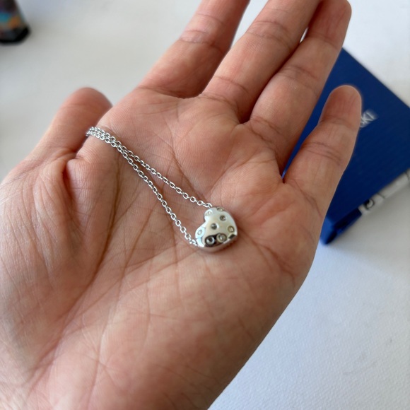 Swarovski Reversible Heart Crystal Pave Slider Pendant Silver-Tone Rhodium - Picture 6 of 10